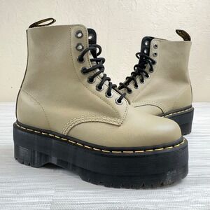 Dr Martens Women 1460 Pascal Max Boots Size 9 Pale Olive Leather Platform Chunky
